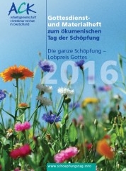 Bunte, blühende Blumen sind auf dem Titelbild des Materialheftes zum Tag der Schöpfung zu sehen.